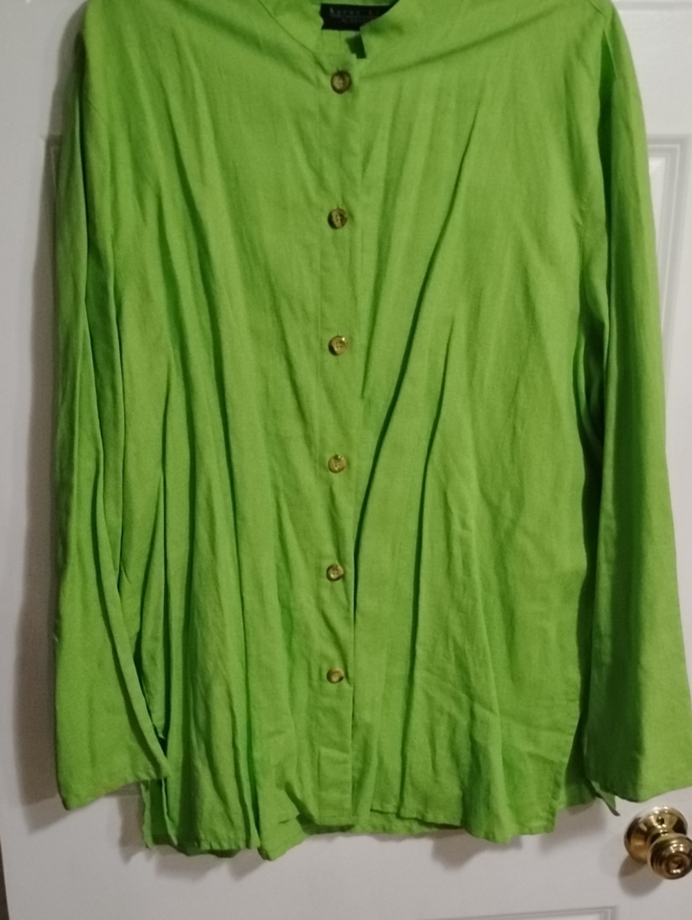 Harve Benard Lime Green Collarless Button-Down Shirt